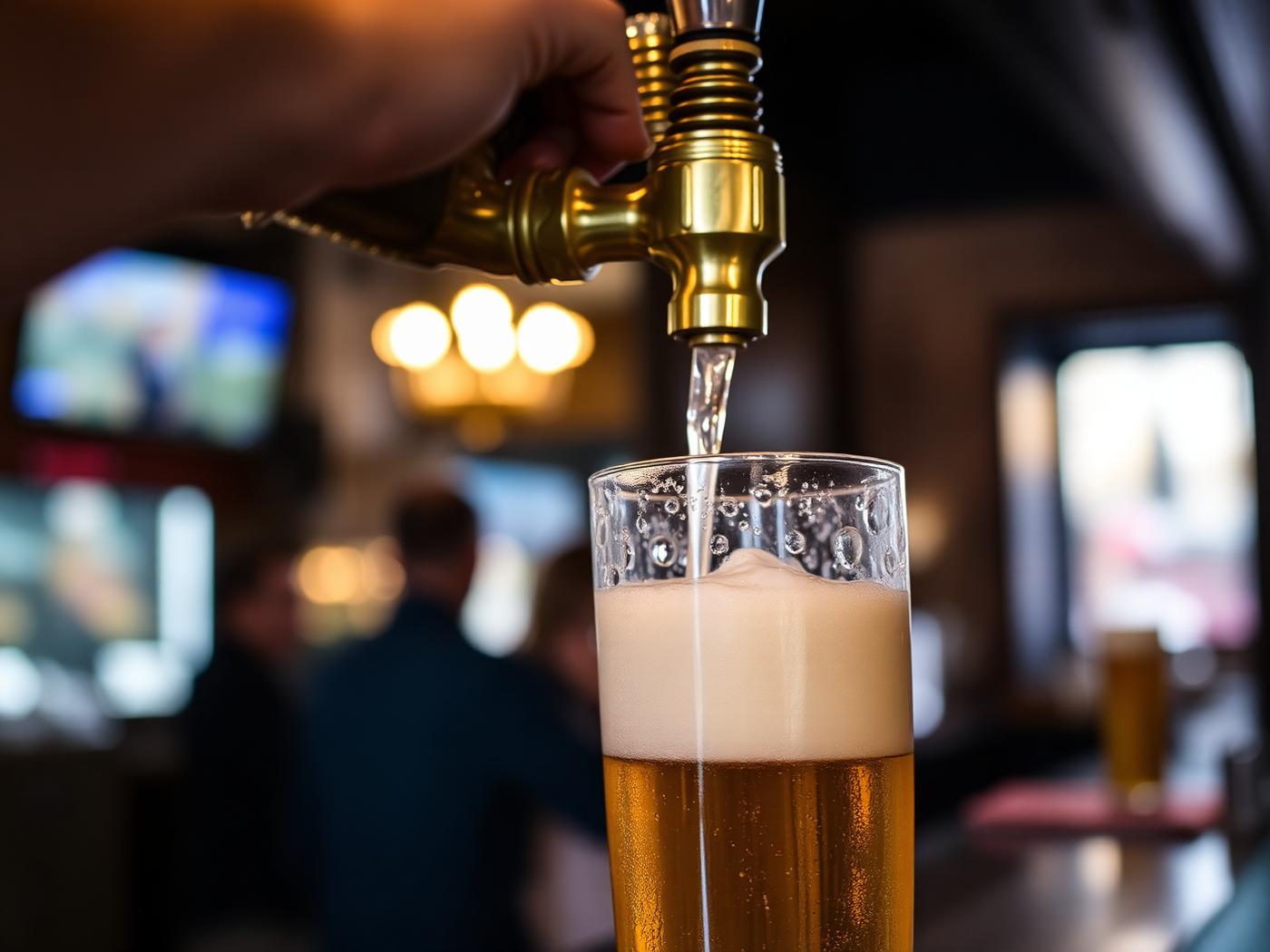 A pint of lager being poured